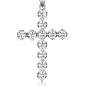 Rise Illuminate Diamond Cross Pendant Necklace 18K Gold Vermeil with Moissanites