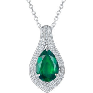 Aureliea Caelora Emerald & Diamond Necklace 18K Gold Vermeil with Moissanites