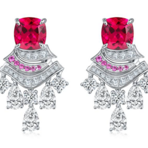 Aureliea Orlienne Ruby Multi-Stone Diamond Drop Earrings 18K Gold Vermeil with Moissanites