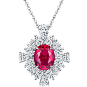 Aureliea Virelia Ruby & Diamond Pendant Necklace 18K Gold Vermeil with Moissanites