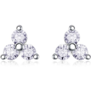 Lumiere Tria Diamond Earrings 18K White Gold Vermeil with Moissanites
