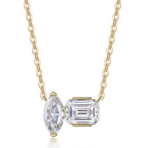 Lumiere Astarea Diamond Necklace 18K Rose Gold Vermeil with Moissanites