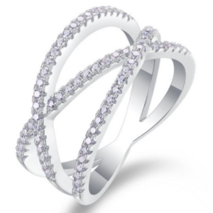 Lumiere Intera Diamond Ring 18K White Gold Vermeil with Moissanites