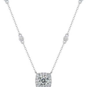 Lumiere Lyra Diamond Necklace 18K White Gold Vermeil with Moissanites