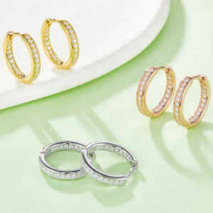 Lumiere Trio Celestia Diamond Earrings 18K Gold Vermeil with Moissanites