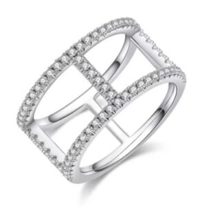 Lumiere Astra Diamond Ring 18K White Gold Vermeil with Moissanites