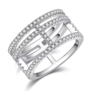 Lumiere Luxor Diamond Ring 18K White Gold Vermeil with Moissanites