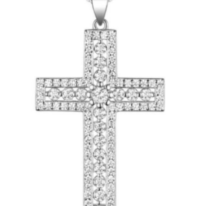 Rise Radiance Diamond Cross Pendant Necklace 18K Gold Vermeil with Moissanites