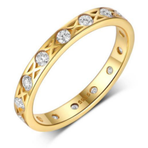 Lumiere Ardenta Diamond Ring 18K Yellow Gold Vermeil with Moissanites