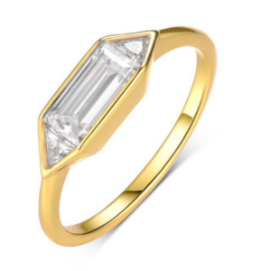 Lumiere Vantelle Diamond Ring 18K Yellow Gold Vermeil with Moissanites