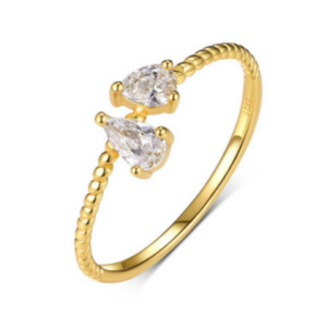 Lumiere Solis Diamond Ring 18K Yellow Gold Vermeil with Moissanites