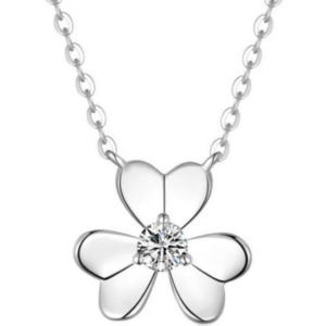 Lumiere Floréa Diamond Necklace 18K White Gold Vermeil with Moissanites