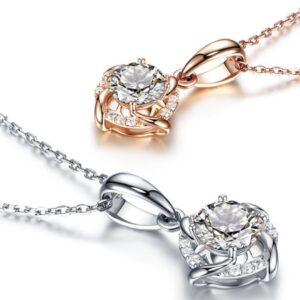 Lumiere Serelle Diamond Necklace 18K White Gold Vermeil with Moissanites