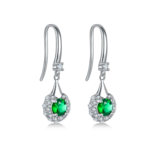 Aureliea Caelrix Emerald & Diamond Drop Earrings 18K Gold Vermeil with Moissanites