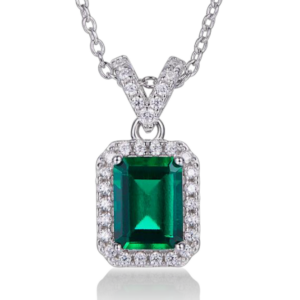 Aureliea Valeris Emerald & Diamond Pendant Necklace 18K Gold Vermeil with Moissanites