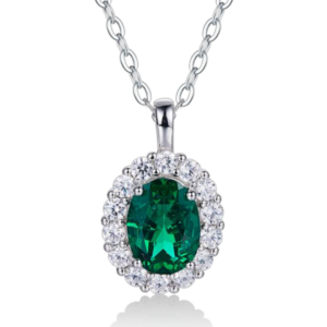 Aureliea Elowen Emerald & Diamond Pendant Necklace 18K Gold Vermeil with Moissanites