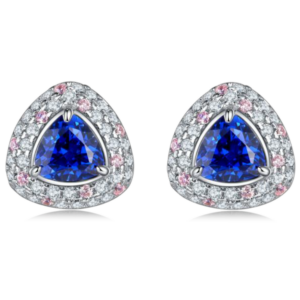 Aureliea Elarion Sapphire & Diamond Stud Earrings 18K Gold Vermeil with Moissanites