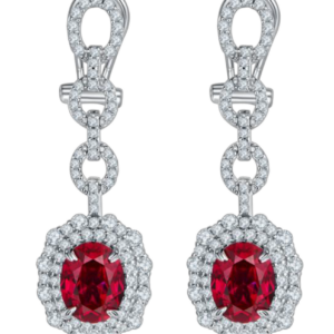 Aureliea Seravelle Ruby & Diamond Drop Earrings 18K Gold Vermeil with Moissanites