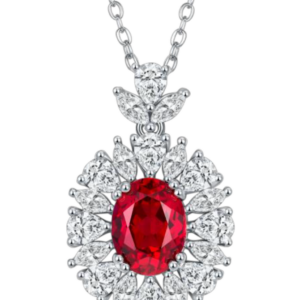 Aureliea Solara Ruby & Diamond Pendant Necklace 18K Gold Vermeil with Moissanites