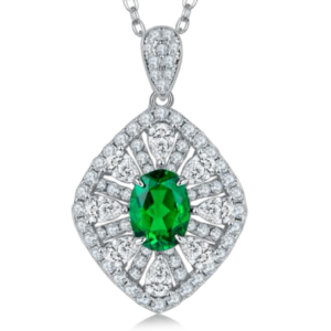 Aureliea Seraphis Emerald & Diamond Pendant Necklace 18K Gold Vermeil with Moissanites