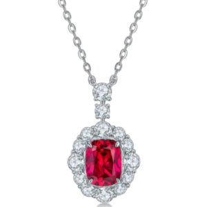 Aureliea Serelle Ruby & Diamond Pendant Necklace 18K Gold Vermeil with Moissanites