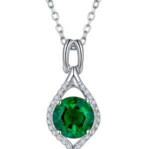 Aureliea Selene Emerald & Diamond Pendant Necklace 18K Gold Vermeil with Moissanites