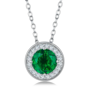 Aureliea Selora Emerald & Diamond Pendant Necklace 18K Gold Vermeil with Moissanites