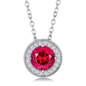 Aureliea Selora Ruby & Diamond Pendant Necklace 18K Gold Vermeil with Moissanites