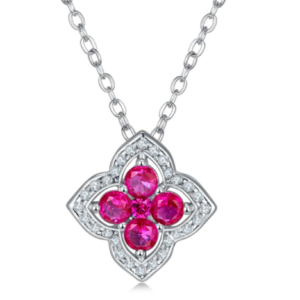 Aureliea Valoria Ruby & Diamond Pendant Necklace 18K Gold Vermeil with Moissanites