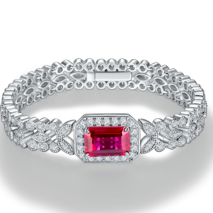 Aureliea Sorelle Ruby & Diamond Bracelet 18K Gold Vermeil with Moissanites