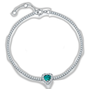 Aureliea Evania Emerald & Diamond Heart Bracelet 18K Gold Vermeil with Moissanites