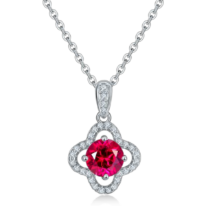 Aureliea Orelia Ruby & Diamond Pendant Necklace 18K Gold Vermeil with Moissanites
