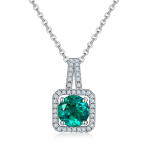 Aureliea Celestra Emerald & Diamond Pendant Necklace 18K Gold Vermeil with Moissanites