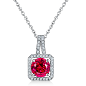 Aureliea Celestra Ruby & Diamond Pendant Necklace 18K Gold Vermeil with Moissanites