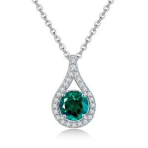 Aureliea Arlune Emerald & Diamond Drop Pendant Necklace 18K Gold Vermeil with Moissanites