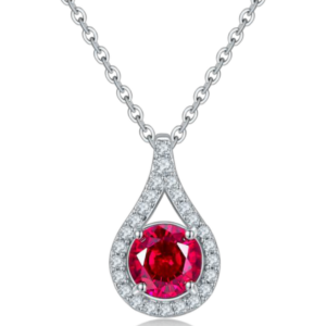 Aureliea Arlune Ruby & Diamond Drop Pendant Necklace 18K Gold Vermeil with Moissanites