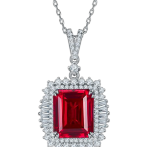 Aureliea Vireon Ruby & Diamond Pendant Necklace 18K Gold Vermeil with Moissanites
