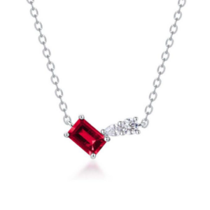 Aureliea Rionelle Ruby & Diamond Pendant Necklace 18K Gold Vermeil with Moissanites