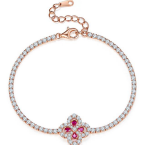 Aureliea Rosaria Ruby & Diamond Bracelet 18K Gold Vermeil with Moissanites