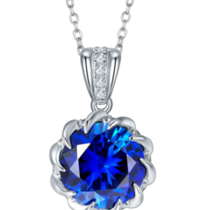 Aureliea Valeria Sapphire & Diamond Pendant Necklace 18K Gold Vermeil with Moissanites