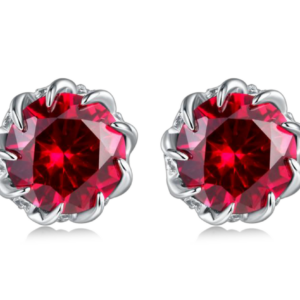 Aureliea Valeria Ruby & Diamond Stud Earrings 18K Gold Vermeil with Moissanites
