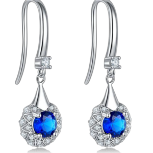 Aureliea Caelrix Sapphire & Diamond Drop Earrings 18K Gold Vermeil with Moissanites