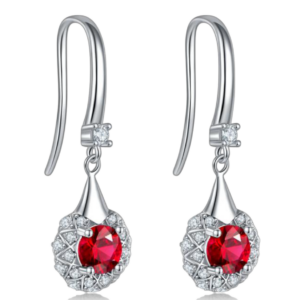 Aureliea Caelrix Ruby & Diamond Drop Earrings 18K Gold Vermeil with Moissanites