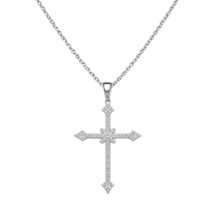 Rise Verum Diamond Cross Pendant Necklace 18K Gold Vermeil with Moissanites